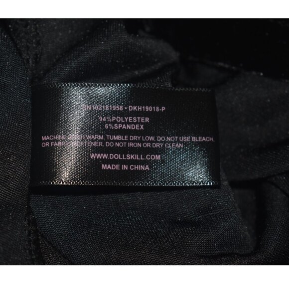 Dolls Kill Trickz n Treatz Dress Black Stretch Crushed Velvet White Lace Collar - Picture 6 of 8